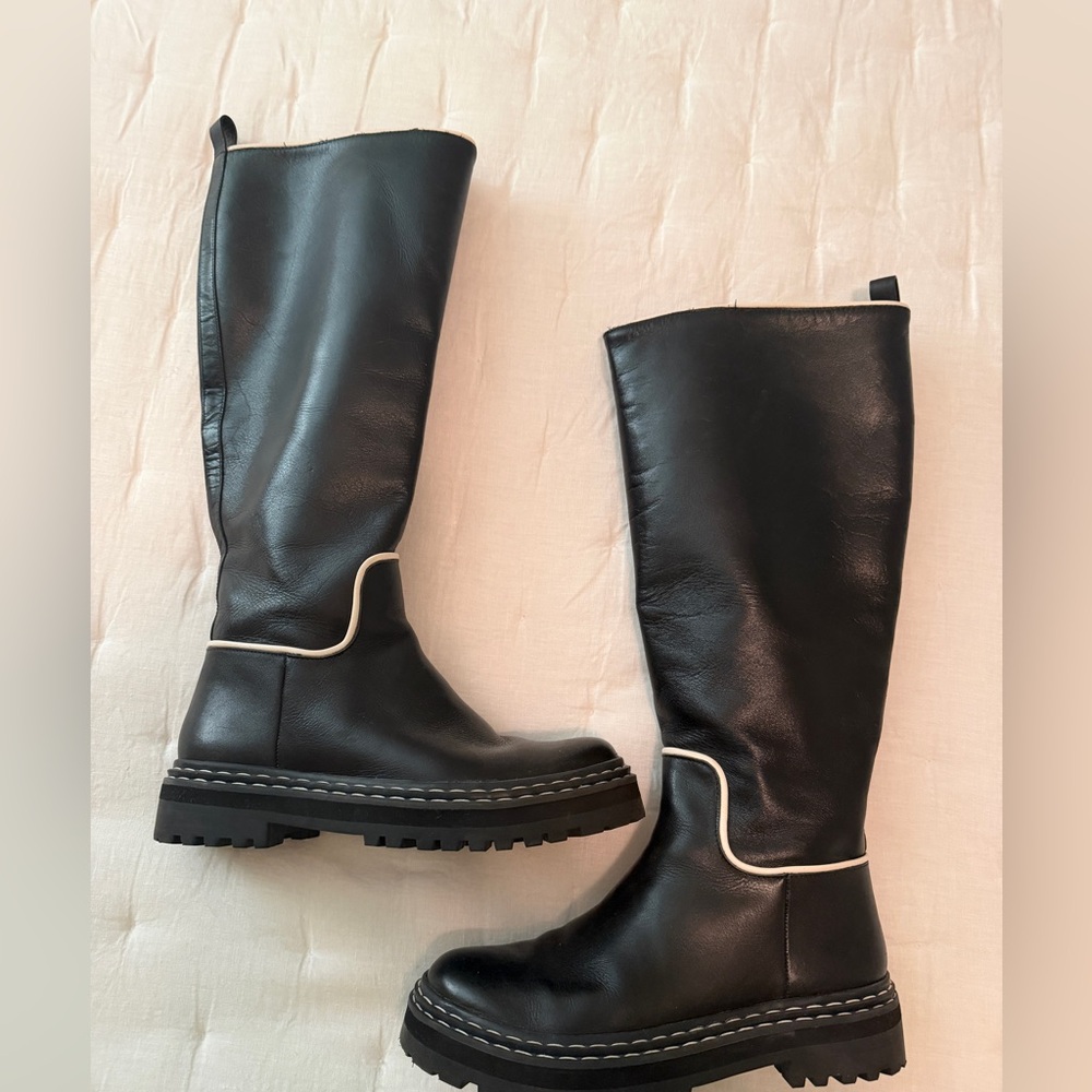 Black Leather Knee-High Boots